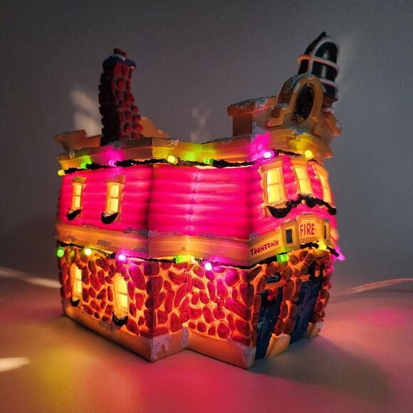 Disney Toon Town Fire Department Light Up Christmas Village Decor Holiday LED - Picture 14 of 16